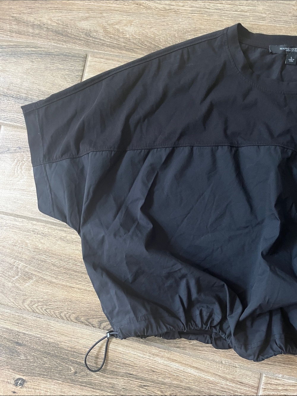 Marc New York Black Cropped Drawstring Hem Top - Picture 3 of 5